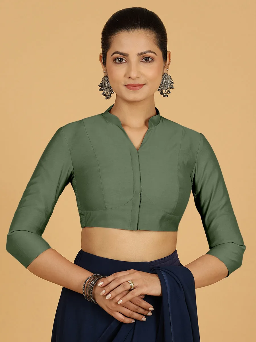 Maya x Rozaana | Three Quarter Sleeves Saree Blouse in Hunter Green