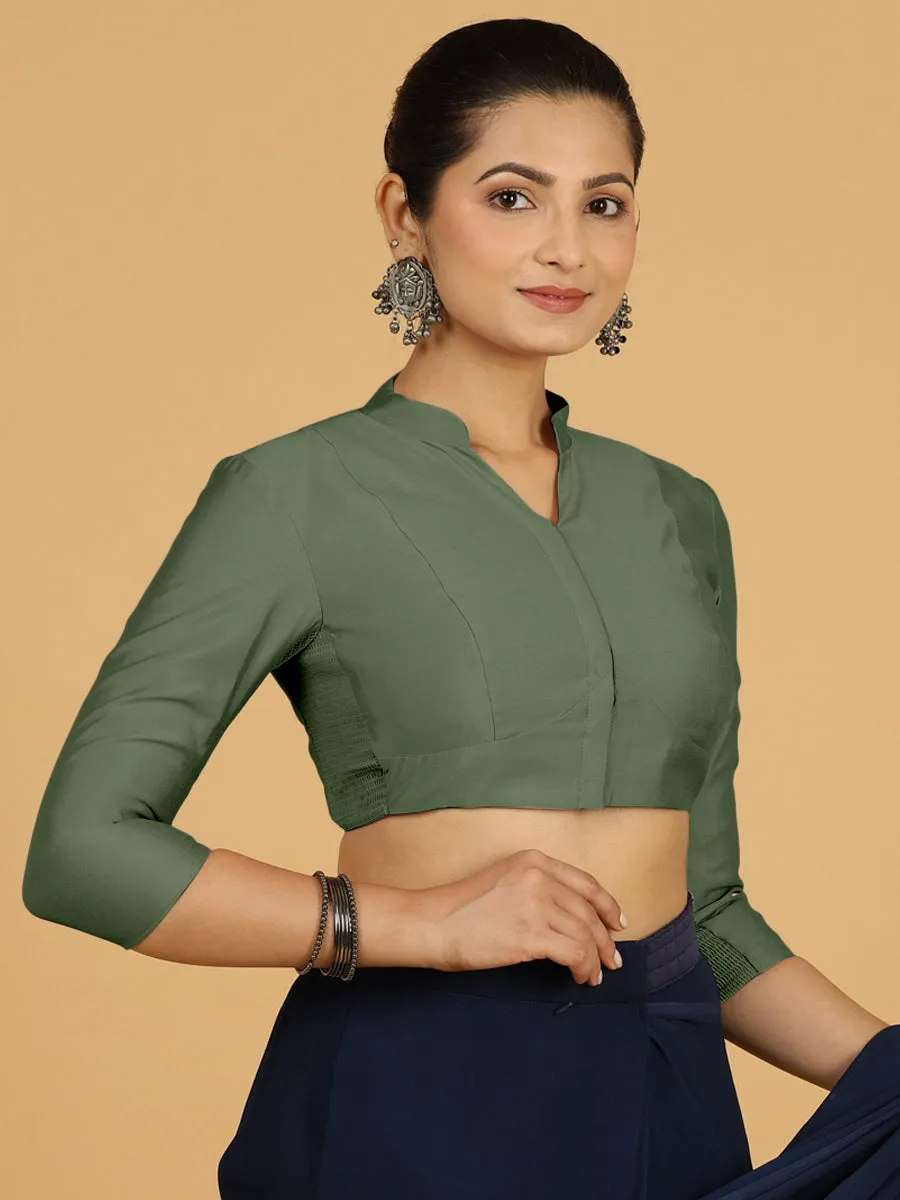 Maya x Rozaana | Three Quarter Sleeves Saree Blouse in Hunter Green