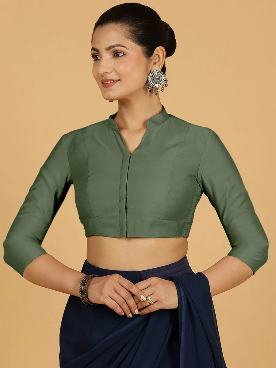 Maya x Rozaana | Three Quarter Sleeves Saree Blouse in Hunter Green