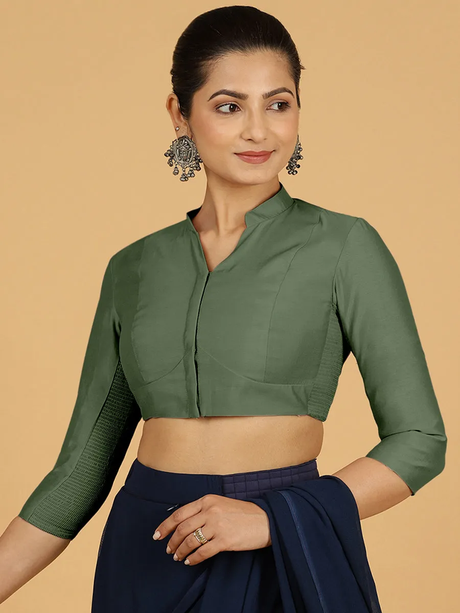 Maya x Rozaana | Three Quarter Sleeves Saree Blouse in Hunter Green
