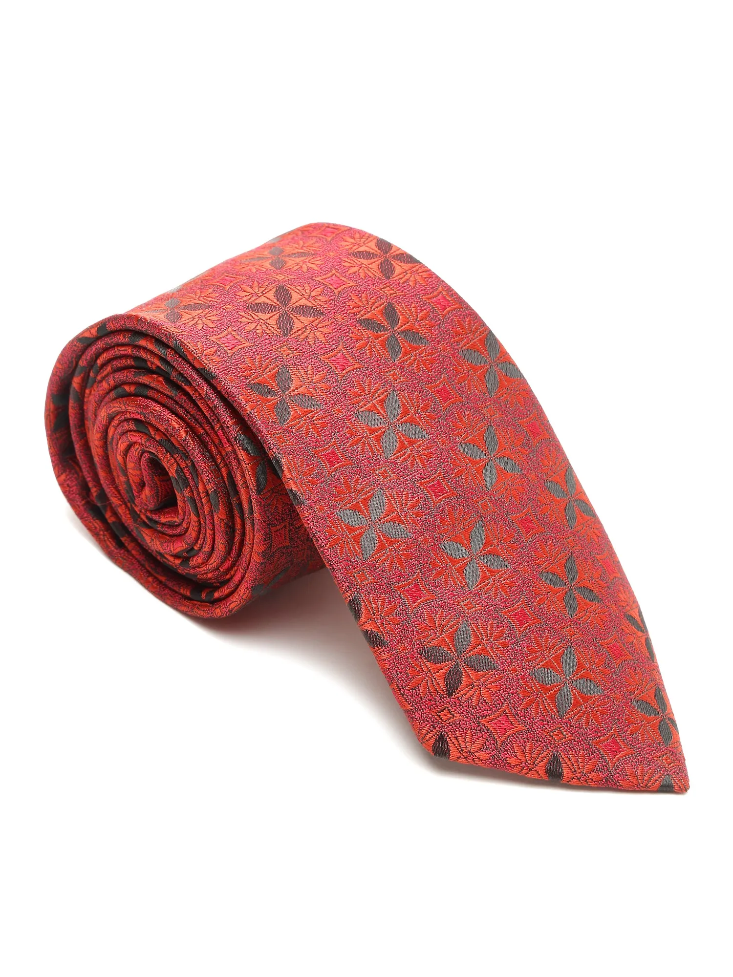 Men's Red Fashion Floral Pattern Tie Set