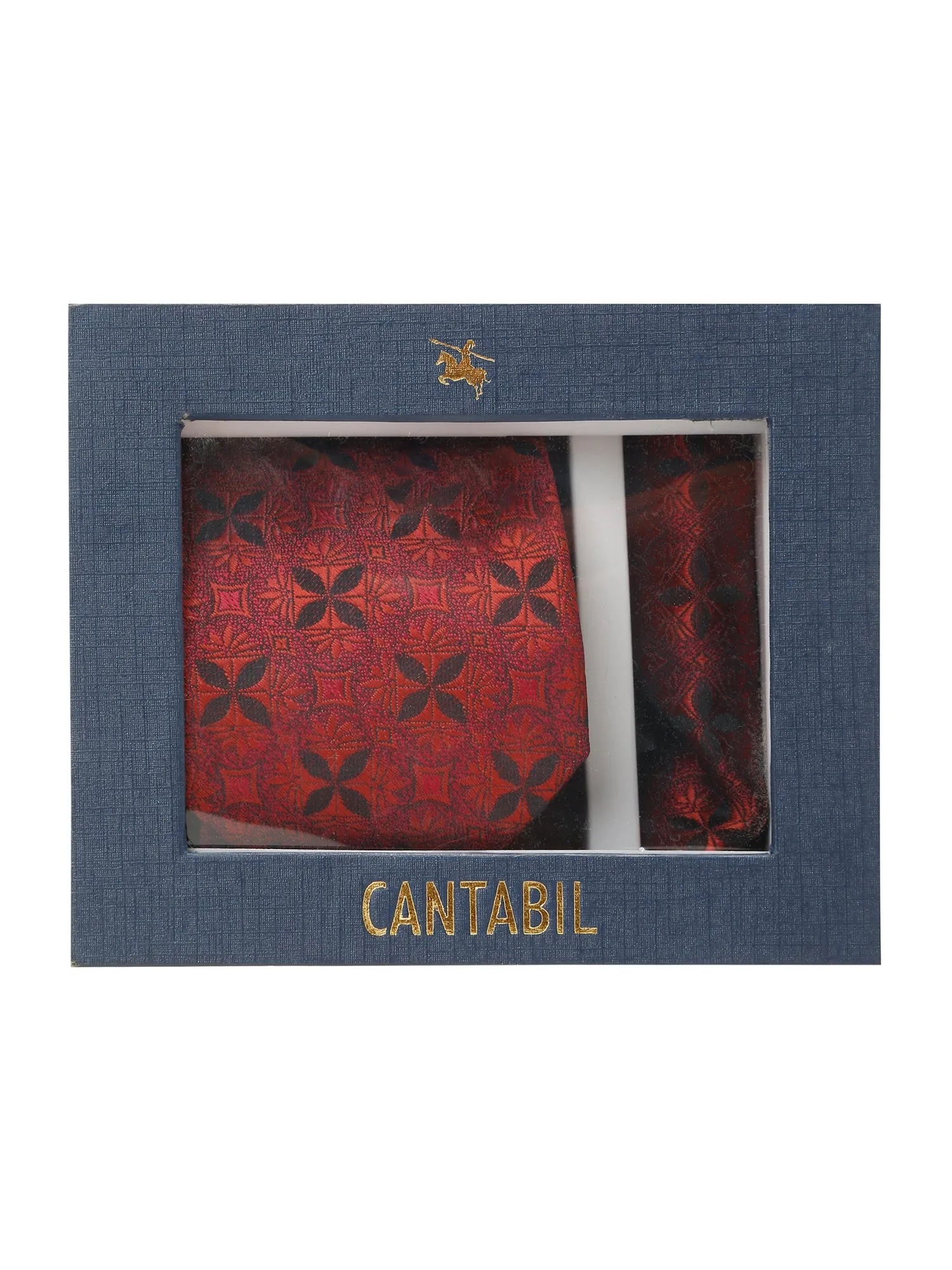 Men's Red Fashion Floral Pattern Tie Set