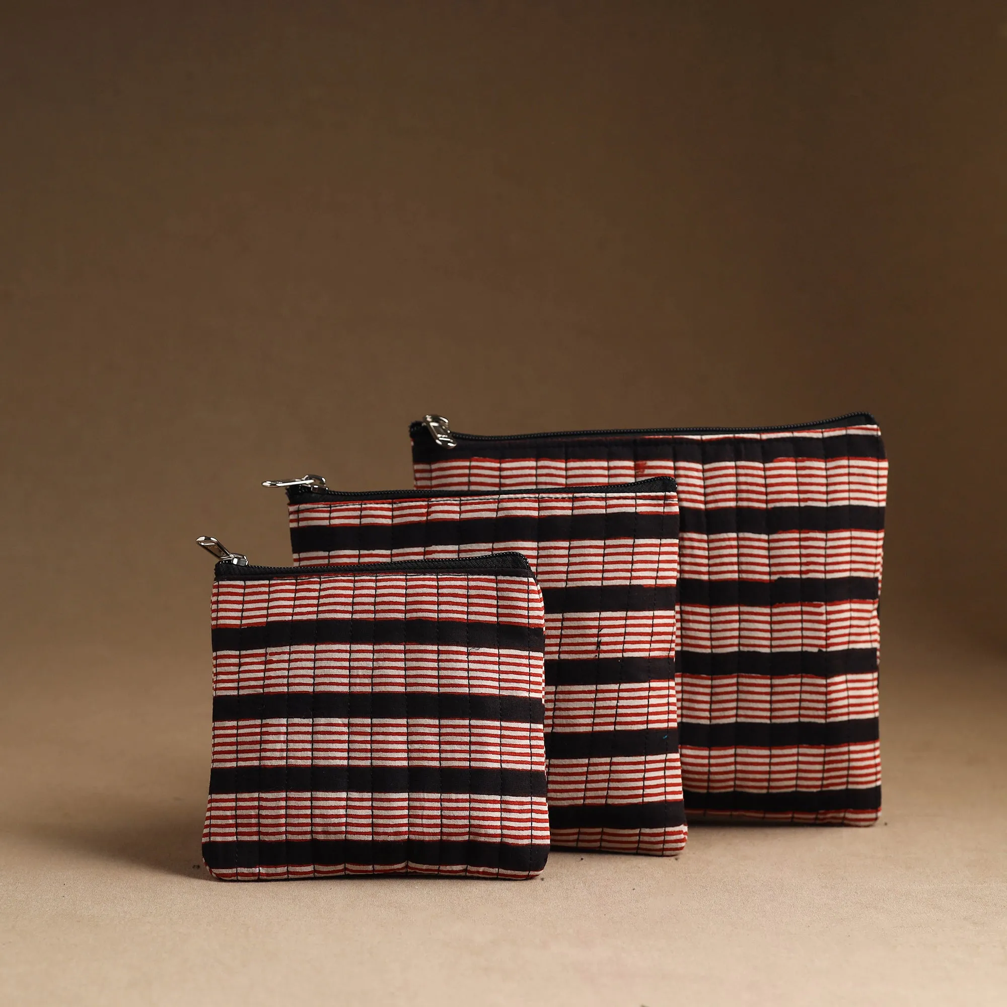 Multicolor - Set of 3 - Handmade Cotton Utility Pouches 33