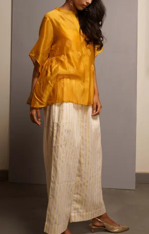 Mustard Chanderi Kedia Top with Pants