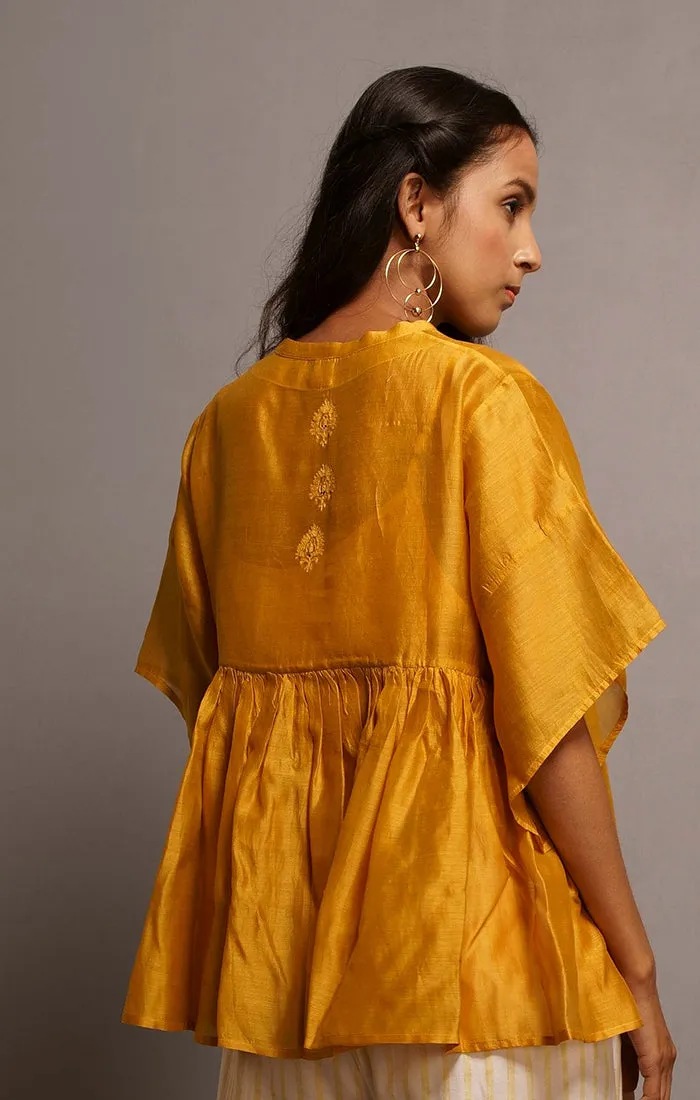 Mustard Chanderi Kedia Top with Pants