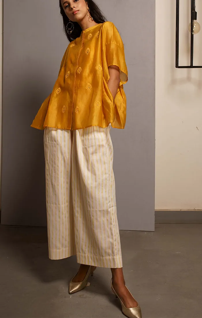 Mustard Chanderi Kedia Top with Pants