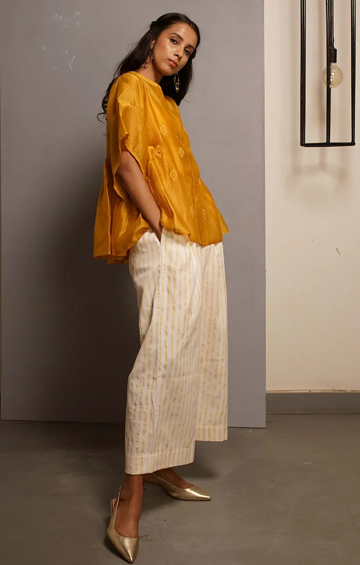 Mustard Chanderi Kedia Top with Pants