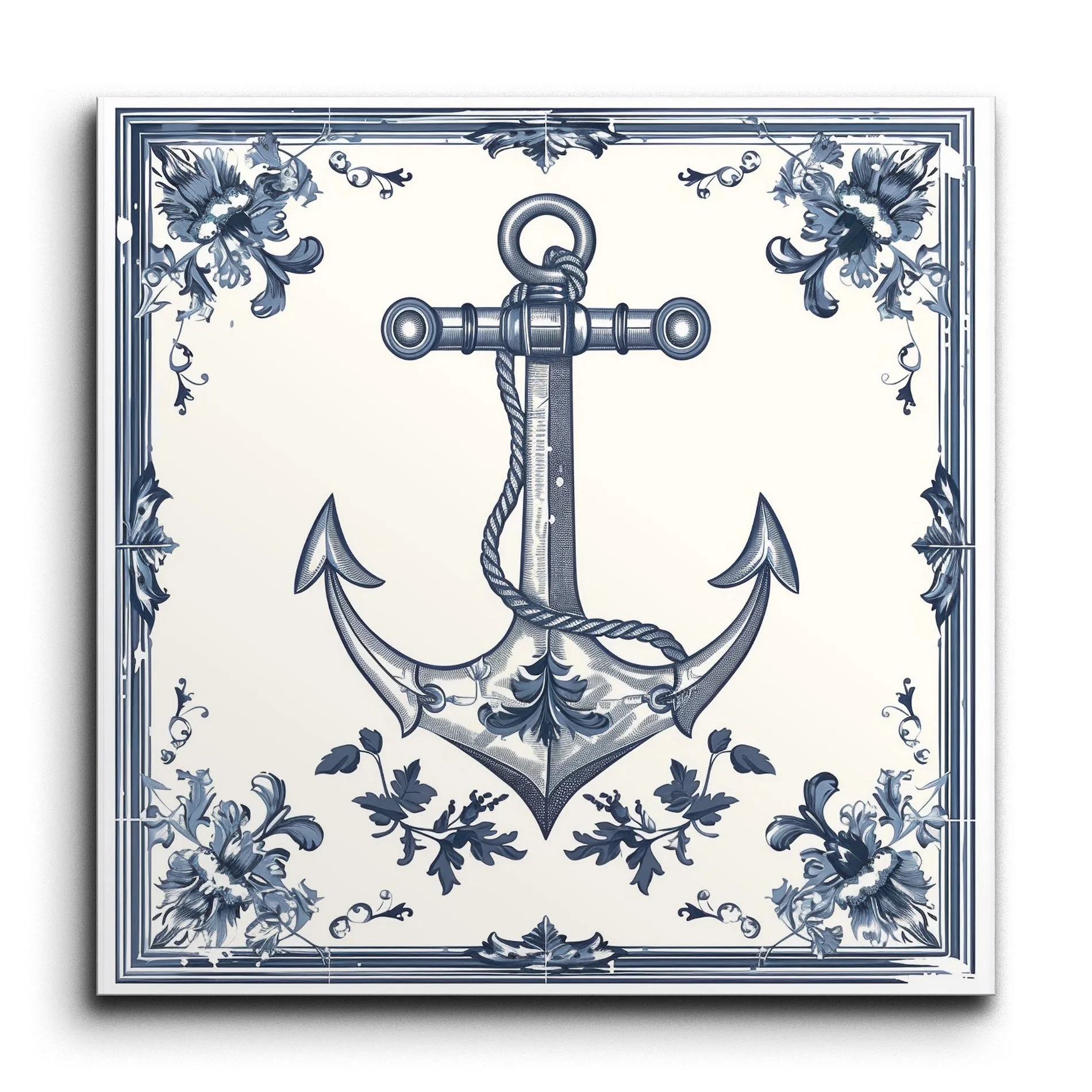 Nautical Elegance: Blue Anchor & Floral Harmony