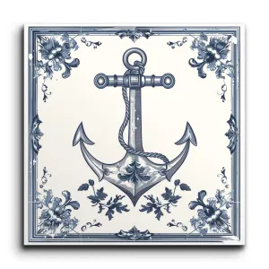 Nautical Elegance: Blue Anchor & Floral Harmony