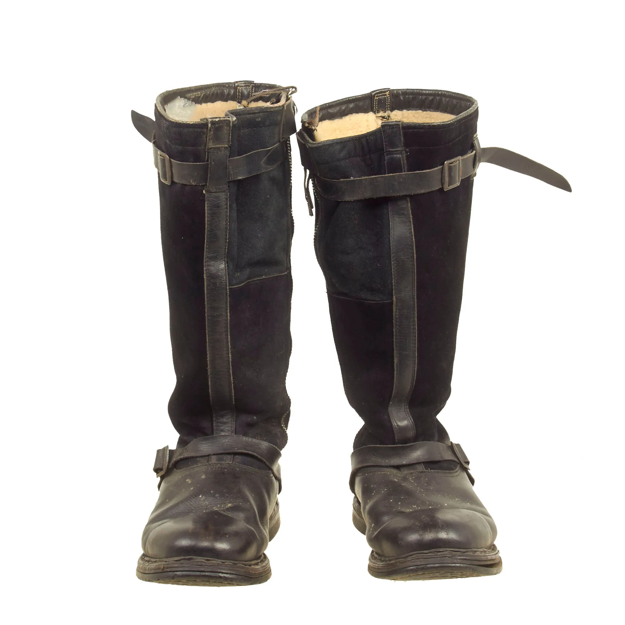 Original German WWII Luftwaffe Fleece-Lined Leather Pilot Flying Boots