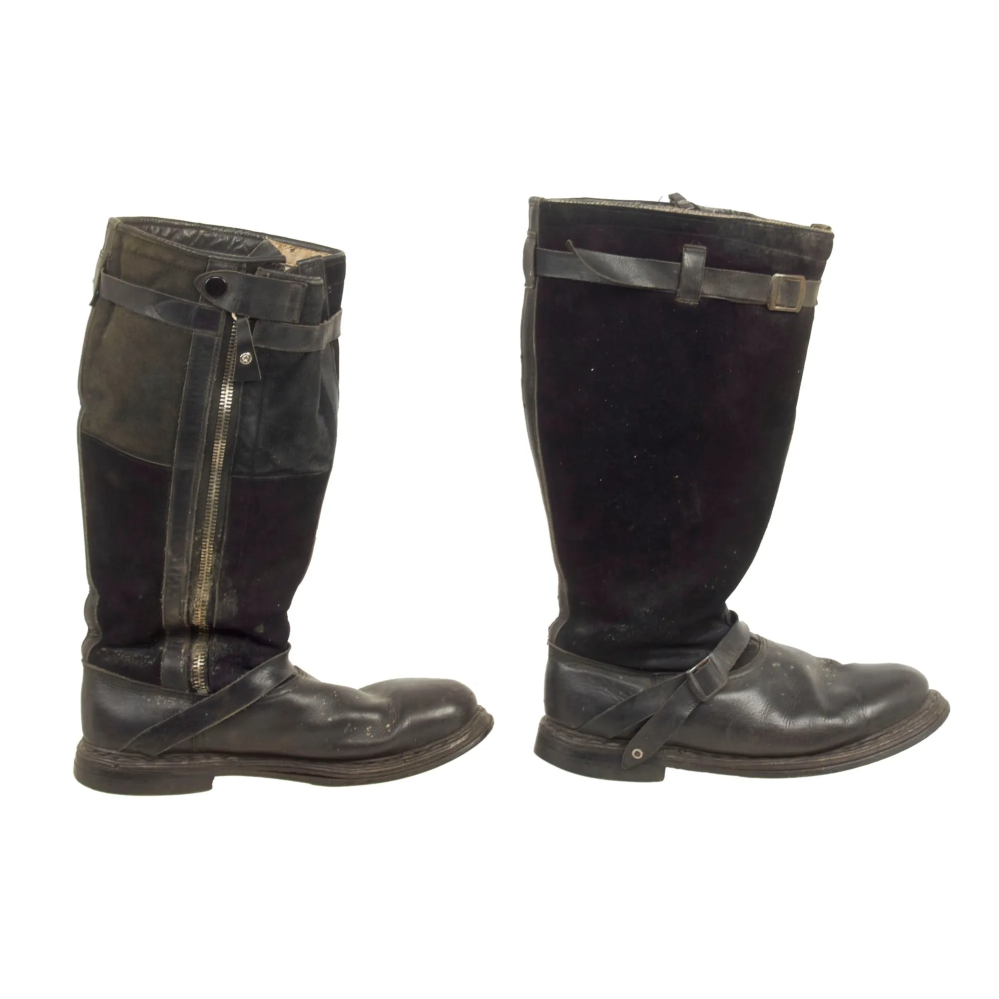 Original German WWII Luftwaffe Fleece-Lined Leather Pilot Flying Boots