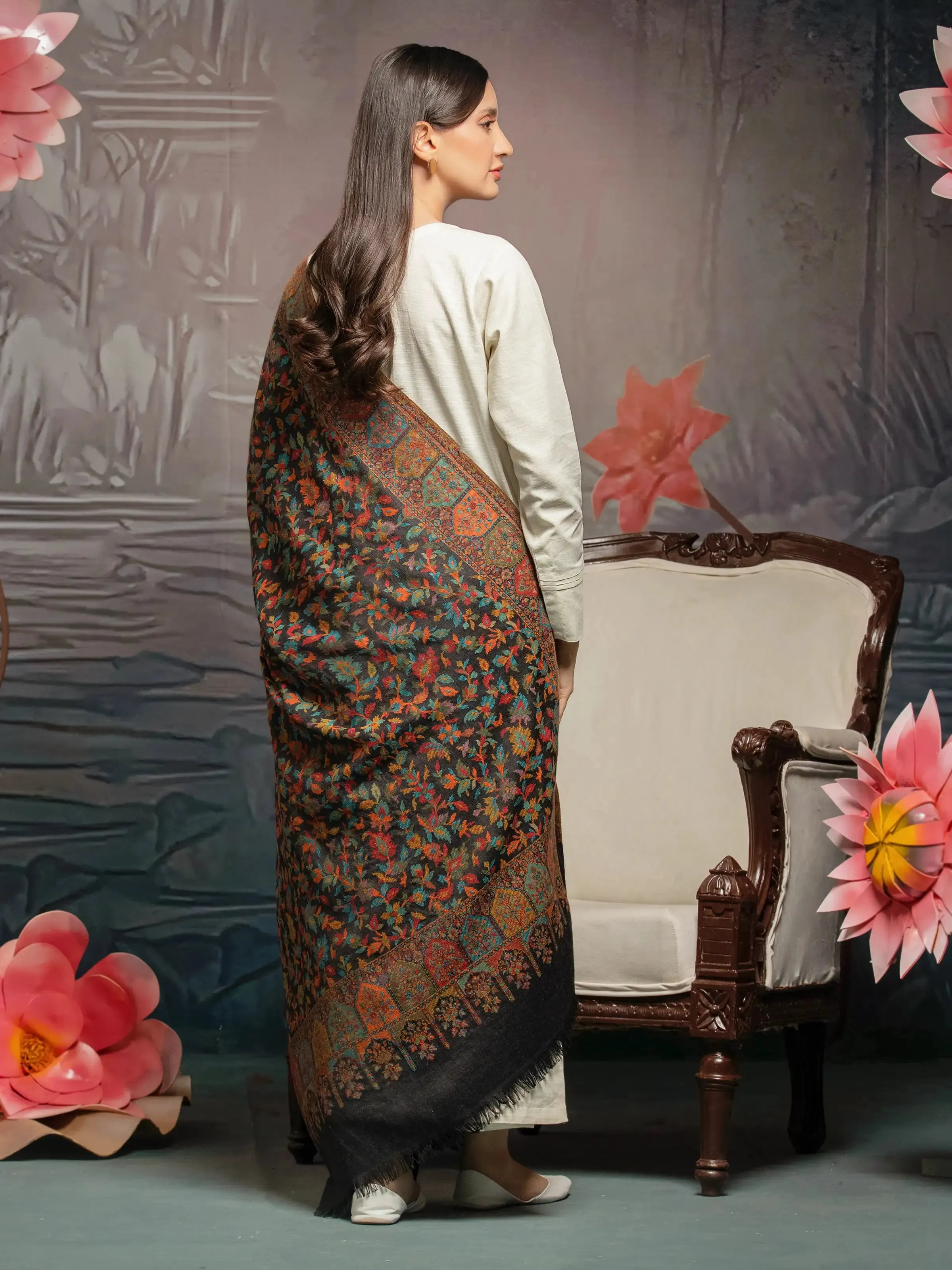 Pashmina Jacquard Zari Shawl - EWMS5-031