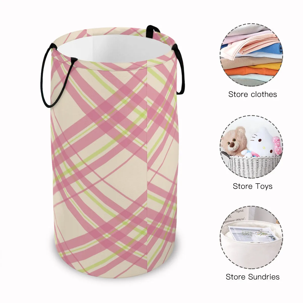 Pink & Green Fodlable Laundry Basket