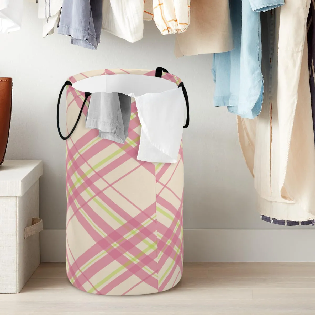 Pink & Green Fodlable Laundry Basket