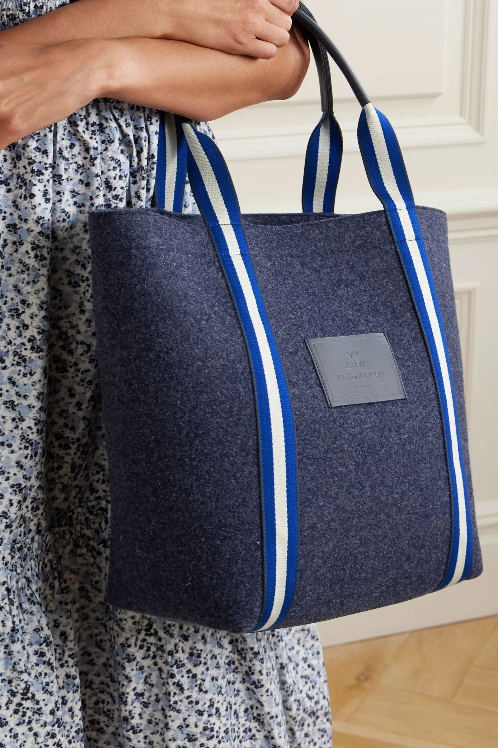Pont Canvas-jacquard and Leather-trimmed Recycled Wool-felt Tote