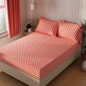Rovaz Checkered Bedsheet - Red