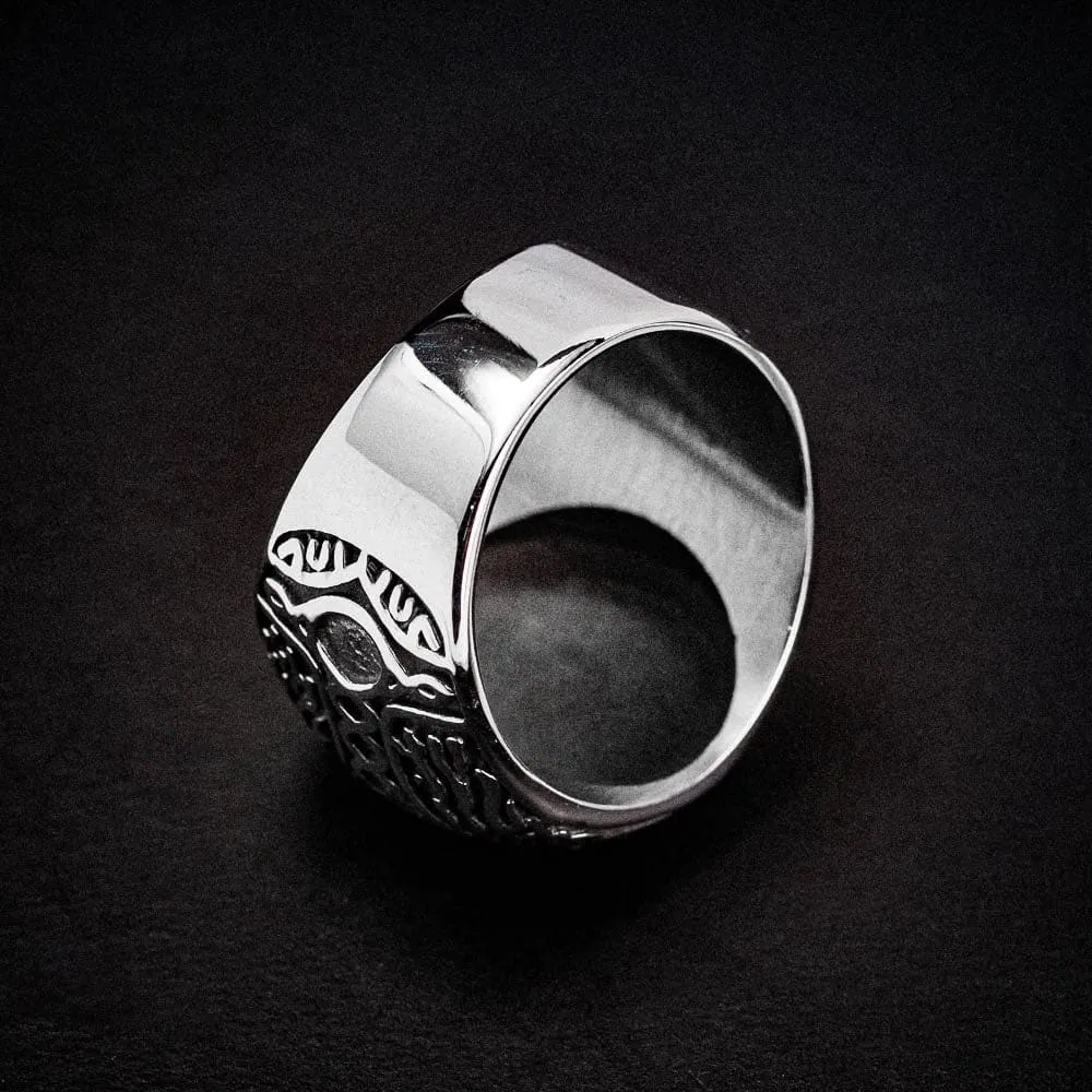 Stainless Steel Circular Vegvisir Ring