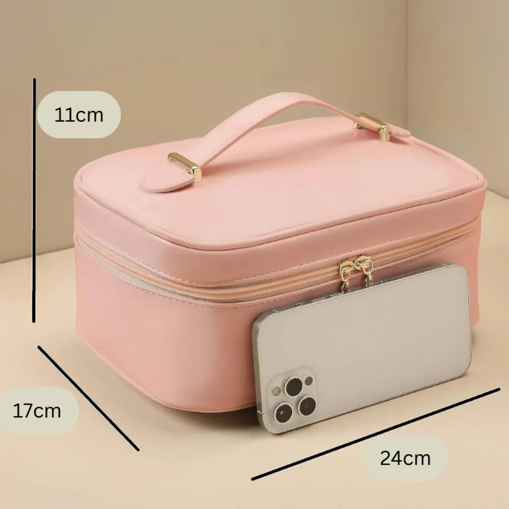StitchesandTweed Rose Sakura Vegan Leather Travel Make Up Cosmetic Bag