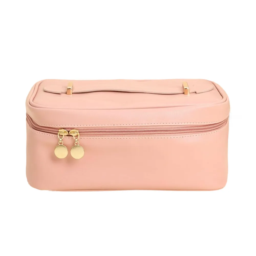 StitchesandTweed Rose Sakura Vegan Leather Travel Make Up Cosmetic Bag