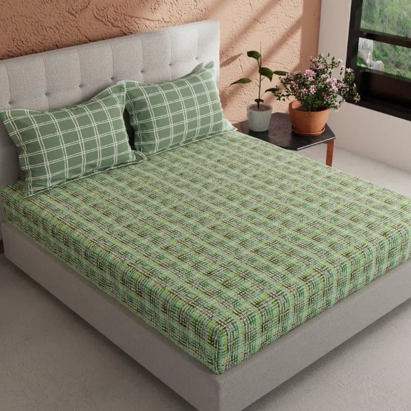 Susa Checkered Bedsheet - Green