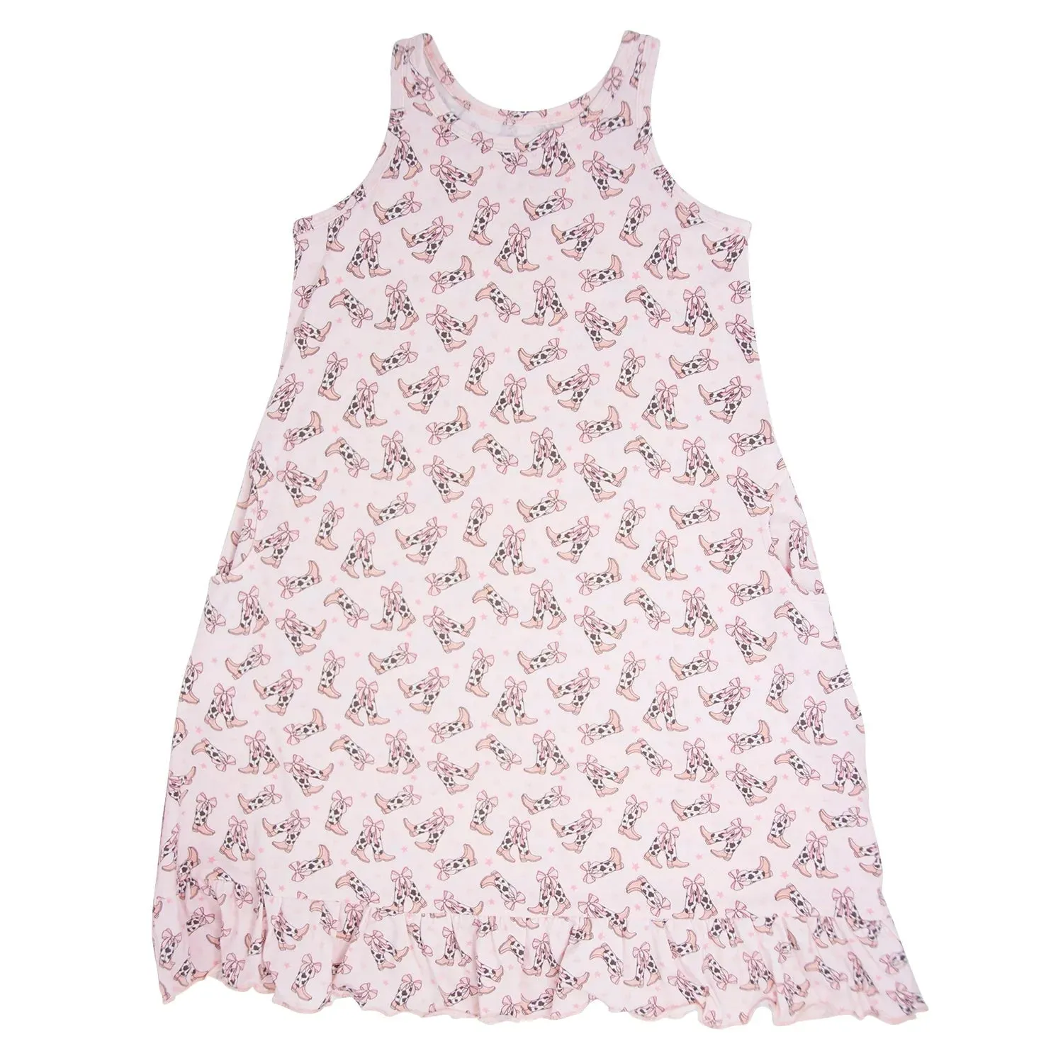 Sweet Bamboo Summer Boho Dress Cowhide Boots