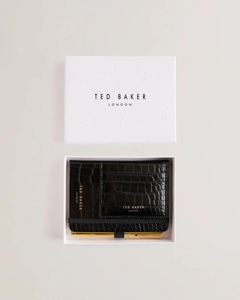 Ted Baker Peryyy Croc Effect A6 Notebook Cardholder | Black