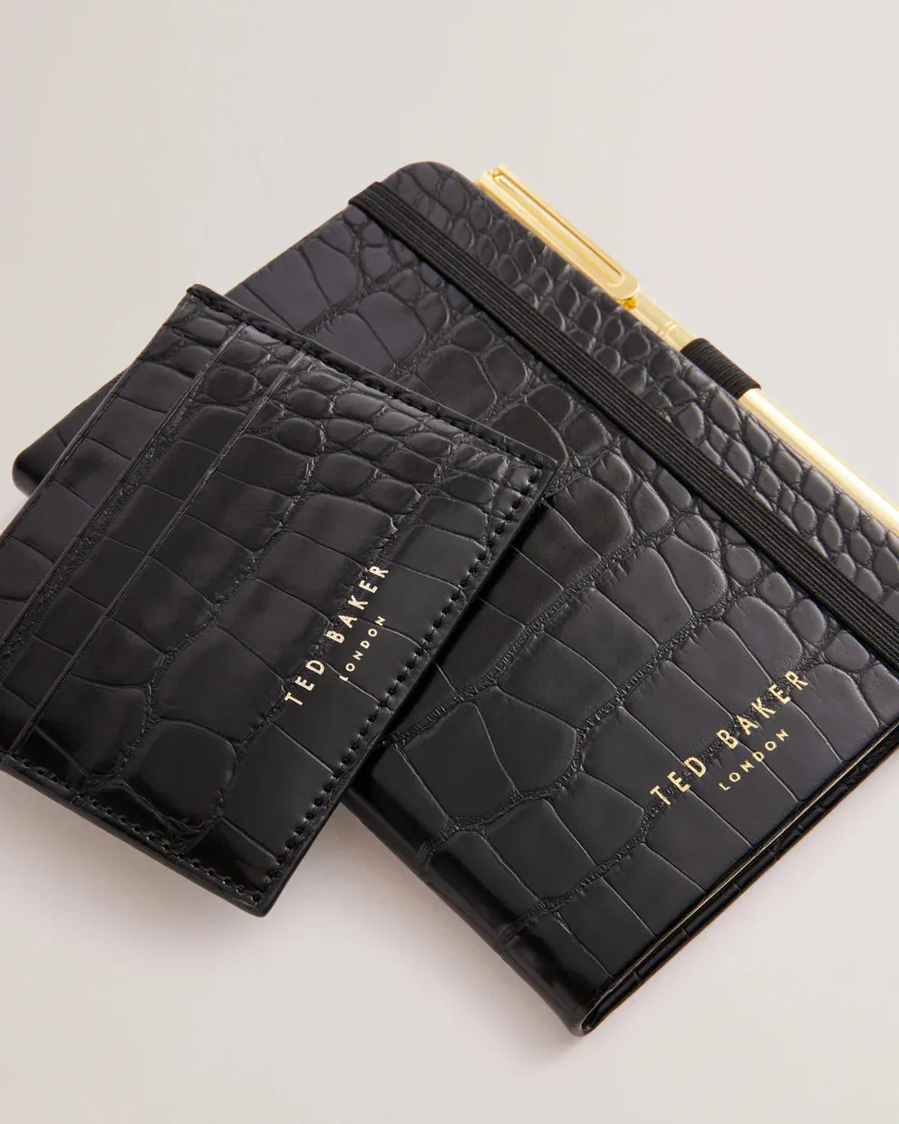Ted Baker Peryyy Croc Effect A6 Notebook Cardholder | Black