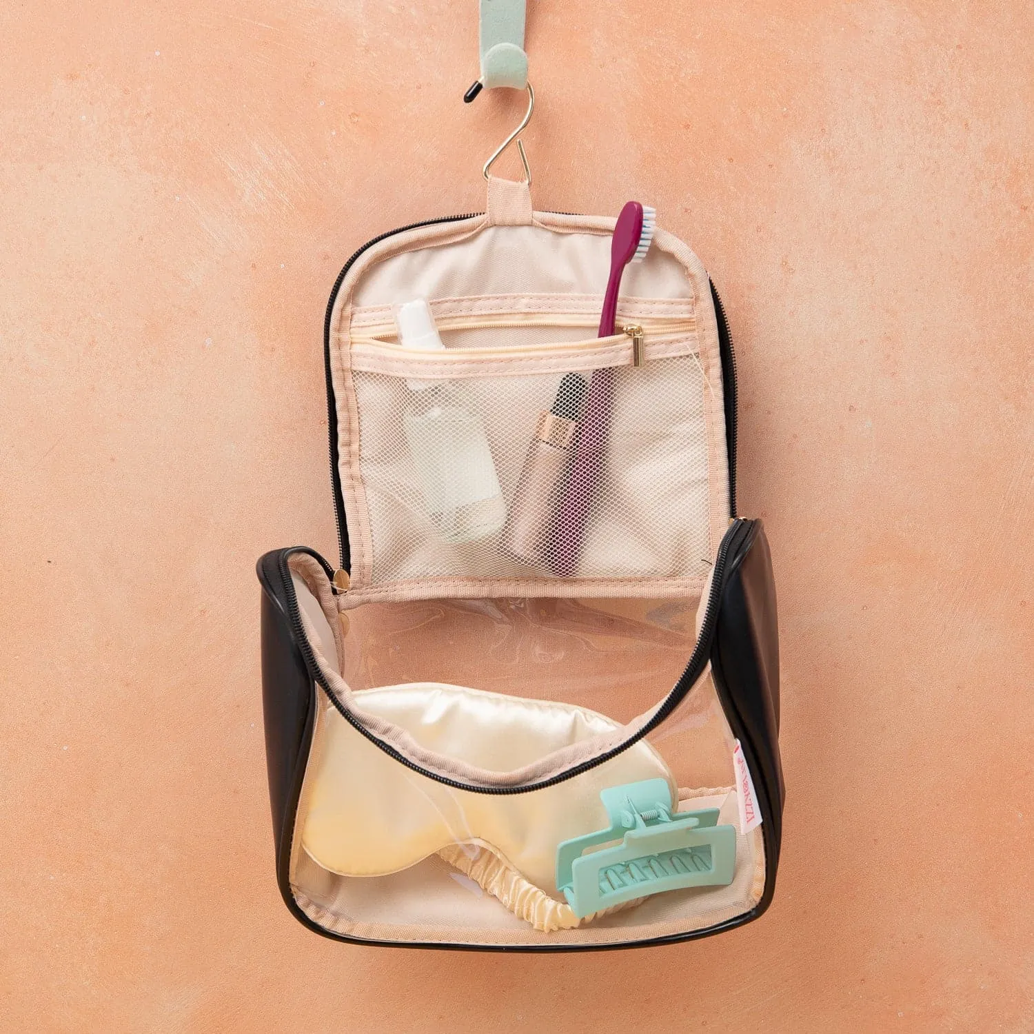 The Motto Hanging Toiletry Bag - Black
