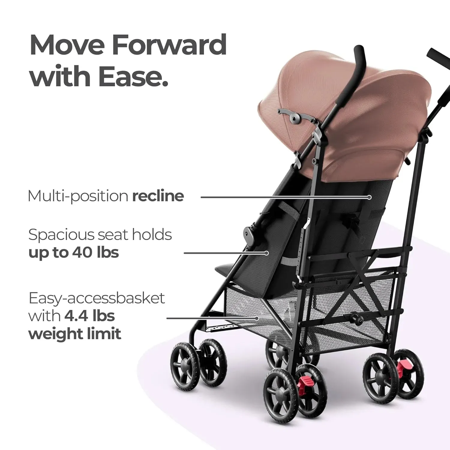 Trek Lite Lightweight Baby Stroller - Peach (Floor Model)