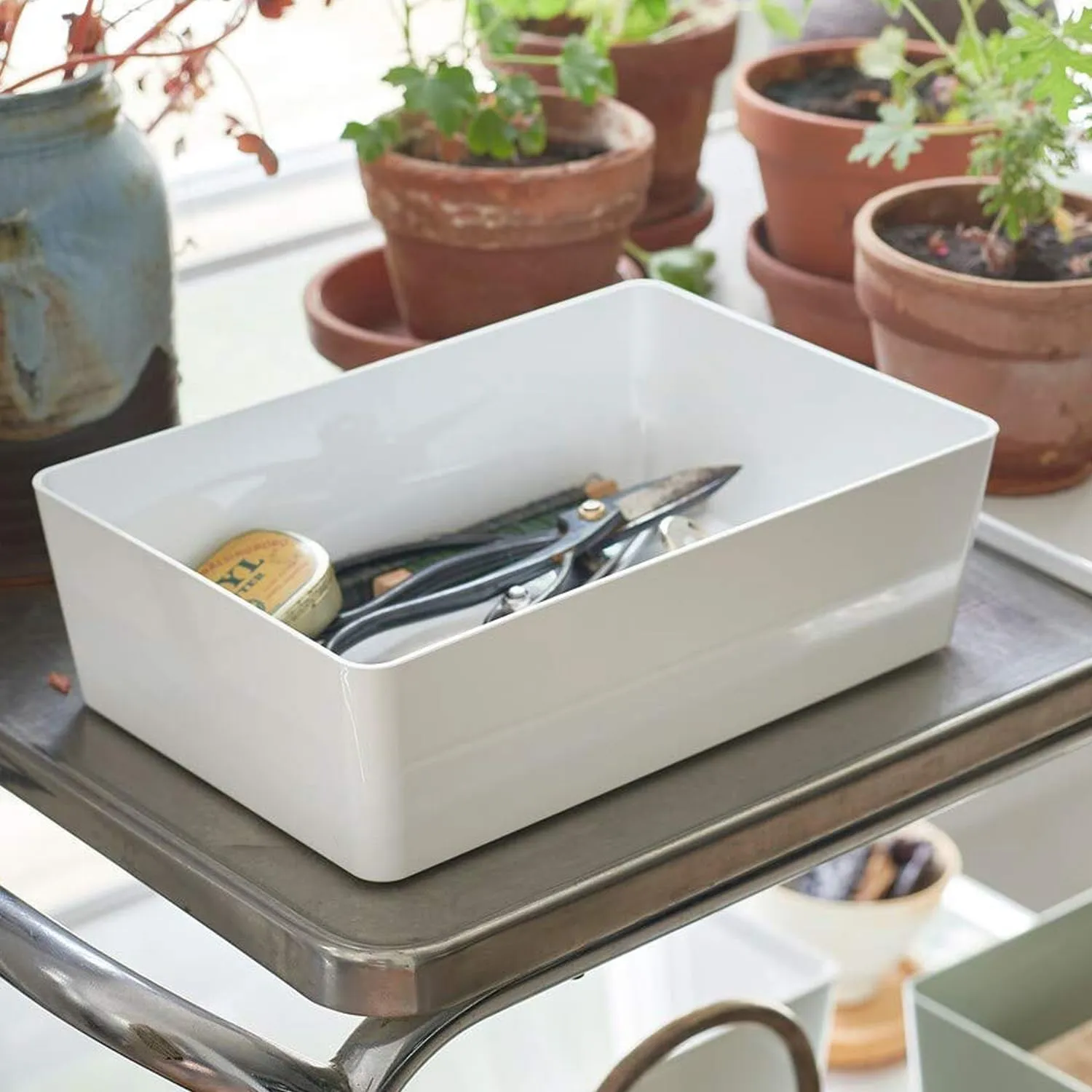 Urbane Home Multipurpose Sturdy Cloth Storage Box/Basket with Lid (White)