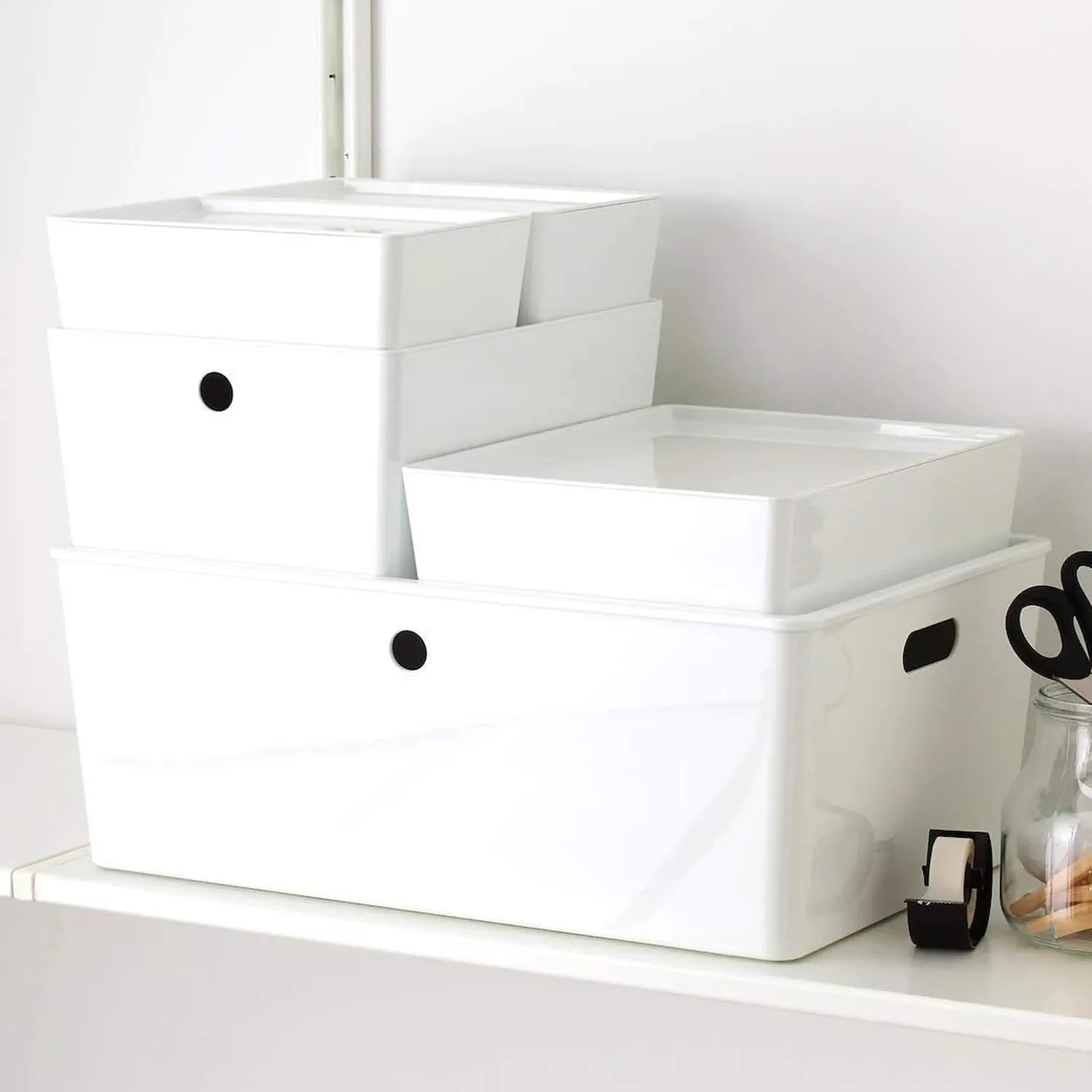 Urbane Home Multipurpose Sturdy Cloth Storage Box/Basket with Lid (White)