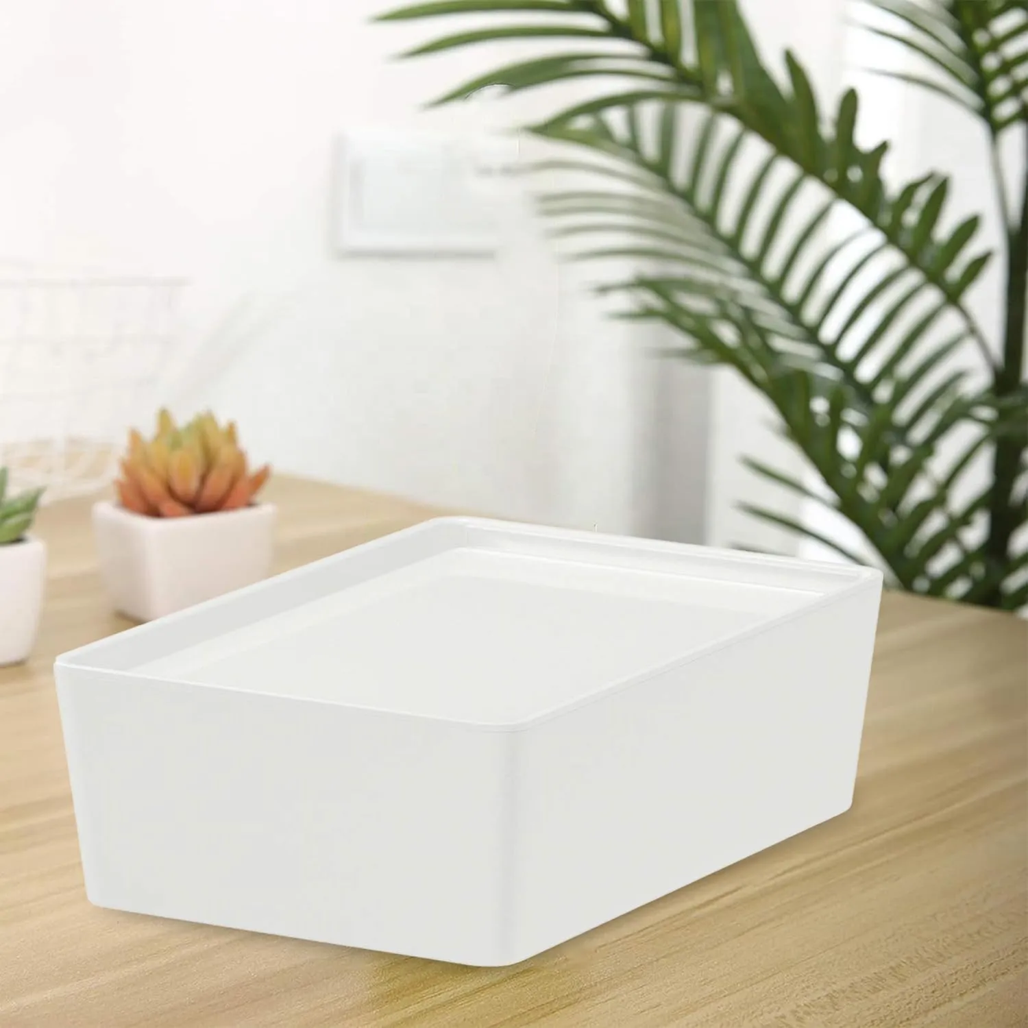 Urbane Home Multipurpose Sturdy Cloth Storage Box/Basket with Lid (White)