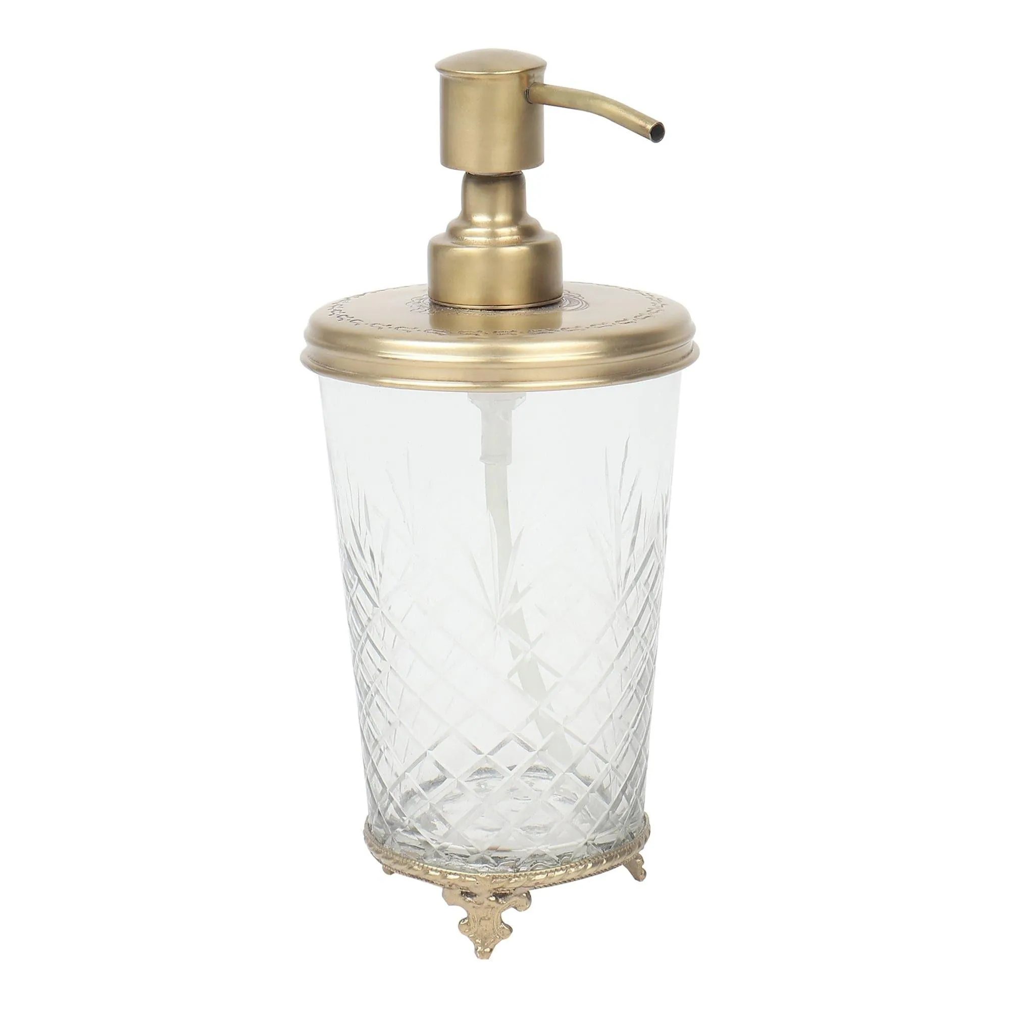 Vintage Brass & Glass Soap Dispenser Gold