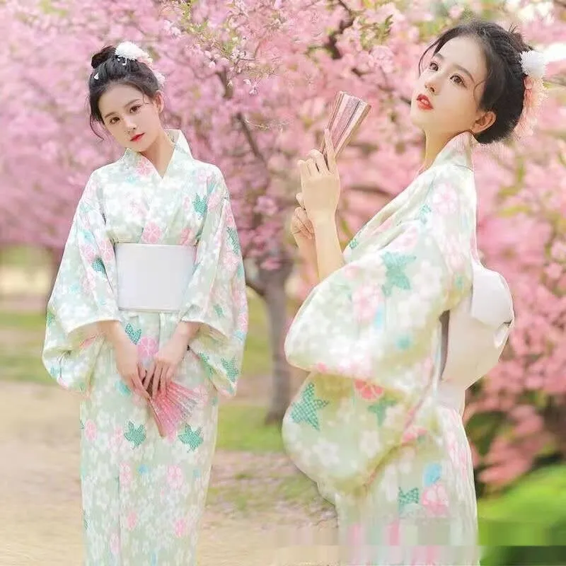 Women's Floral Pastel Yukata Kimono - Cherry Blossom Inspired
