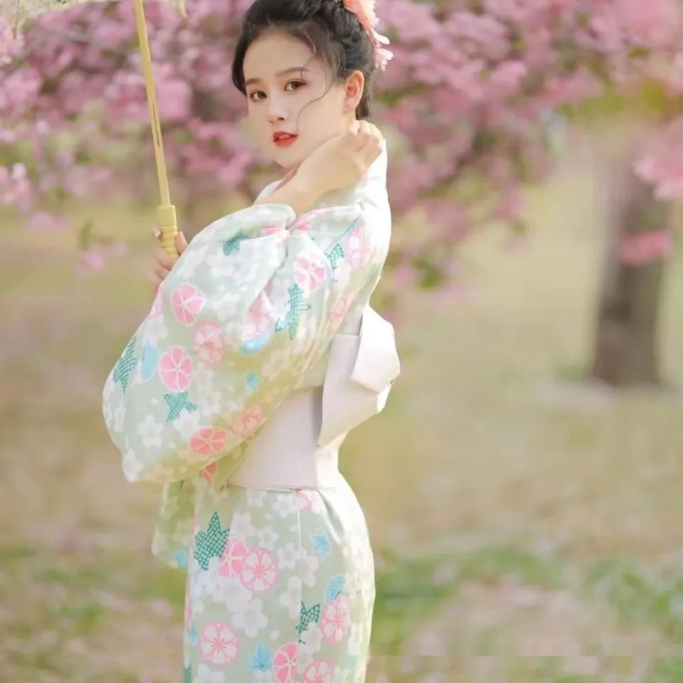 Women's Floral Pastel Yukata Kimono - Cherry Blossom Inspired