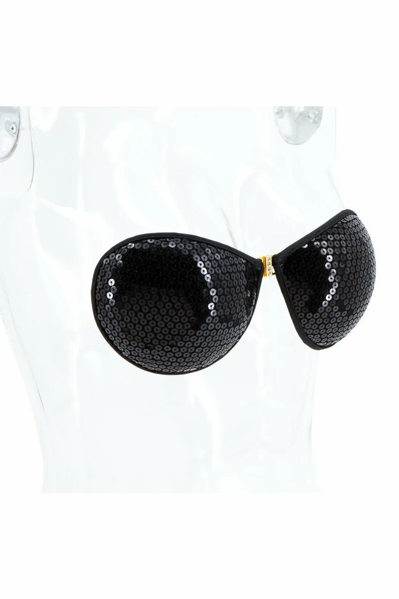 XB091 BK Sequin Adhesive Bra -