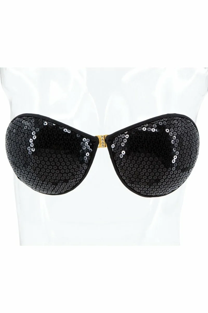 XB091 BK Sequin Adhesive Bra -